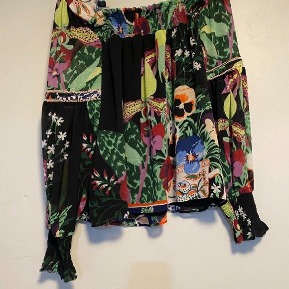 Anthropologie x Lil Sire • Japanese Art Floral Blouse in Black XS - Picture 4 of 4